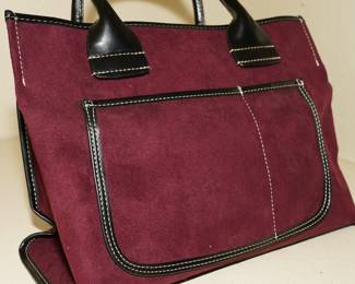 Burgundy suede Saks 5th Avenue handbag