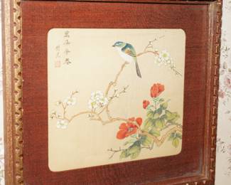 Tosa Mitsuoki Quails & Flowers Art Hanging