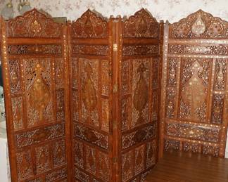 Vintage 1960's Moroccan Style Wood Screen