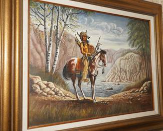 Indian Chief original oil on canvas by Larry Greenwalt
