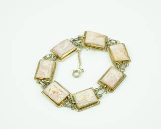 Vintage coral carved cameo bracelet