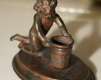 Antique bronze match holder