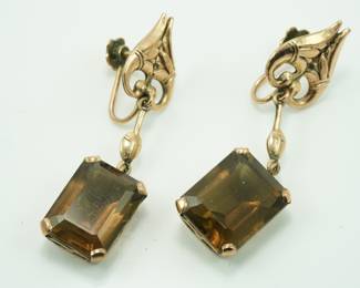 9k and smoky topaz earrings