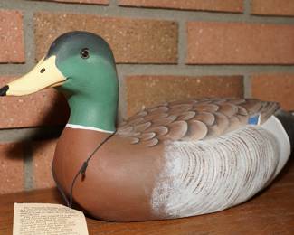 Carved mallard duck by the American Wildlife Collection, signed by the artist