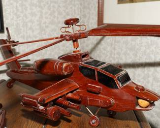 Wood carved helicopter-about 18" long