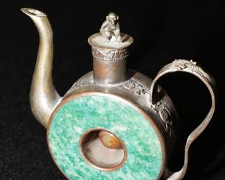 Jade & silver teapot