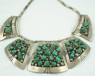 Turquoise & sterling necklace by Alberto Contreraz