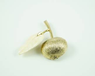 14k & bakelite apple pin