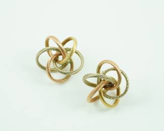 Tri-14k gold hoop earrings