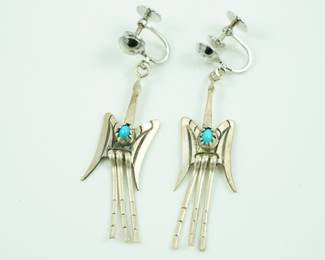 Turquoise and sterling eagle earrings