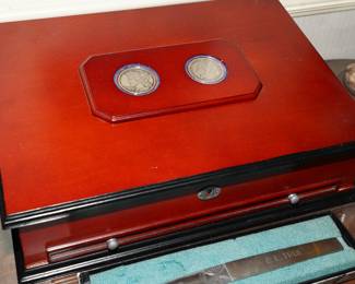 Morgan & Peace dollar mahogany box