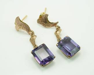 9k & amethyst earrings