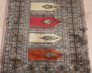 Ornate silk & wool floor rug
