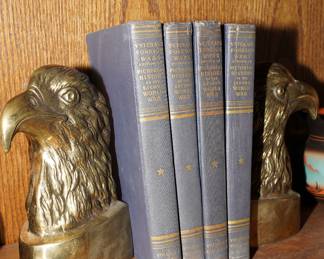 Heavy brass eagle bookends.