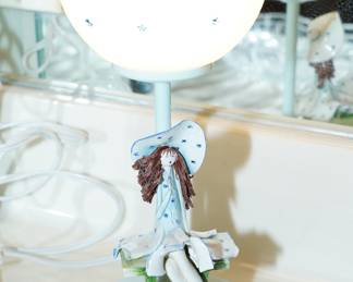 Italian ceramic lady posing table lamp-Lino Zampiva