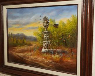 Windmill original oil on canvas by Larry Greenwalt