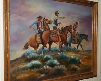 "They Went Thataway" original oil on canvas by HO Bowen