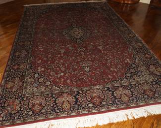 Red/Black Paisley Wool Floor Rug-84" x 127"