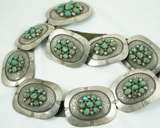 Turquoise & sterling conch belt by Alberto Contreraz