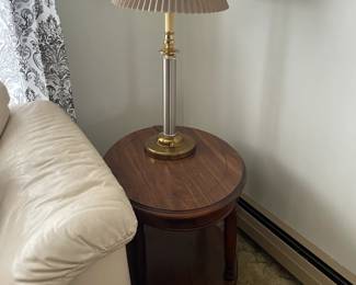 . . . end table and brushed-nickel/brass lamp