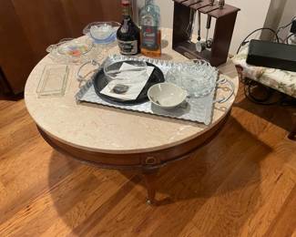 . . . marble-topped coffee table