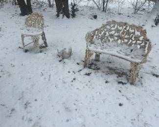 Antique cast iron garden set