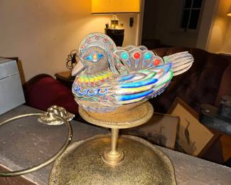 chinese sterling filigree jeweled & enameled duck