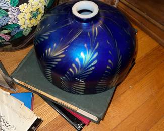 Amazing  antique large irredescent lamp shade