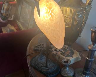 beautiful vintage lamp of a herron