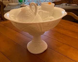 Milk glass punch bowl