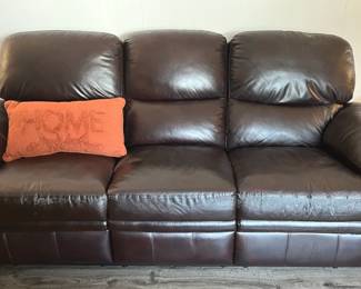 Brown Faux Leather Reclining Sofa