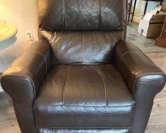 Brown leather rocking recliner