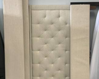 Malouf Queen "Hennessy" Beige Padded Platform Bed