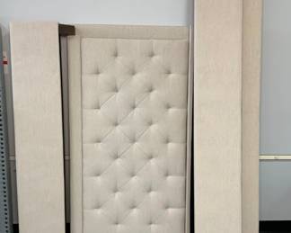 Malouf Queen Beige "Hennessy" Padded Platform Bed