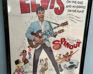 Vintage Elvis Presley one sheet for “Spinout,” framed with UV protective glass.