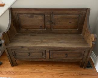 Wood bench with storage.