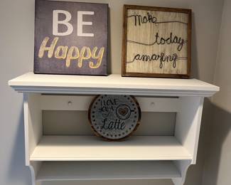 Wood wall shelf; fun wall art/decor.