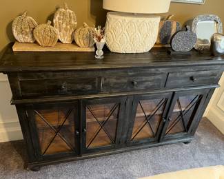 International Furniture Direct  black four-door credenza/cabinet.