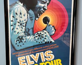 Vintage “Elvis On Tour” one sheet/poster (1972), framed with UV protective glass.