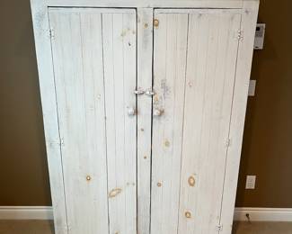 Weathered barn wood-style chest.