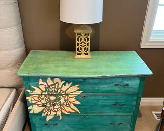 Vintage three-drawer chest, hand-painted.