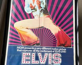Vintage “Elvis On Tour” one sheet/poster (1972), framed with UV protective glass.