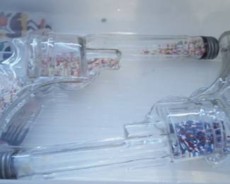 VINTAGE GLASS CANDY HOLDERS GUN SHAPE
