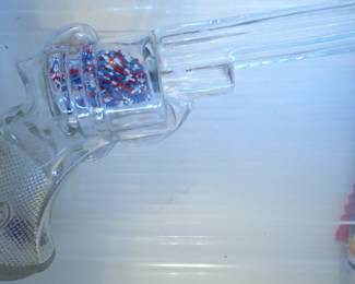 VINTAGE GLASS CANDY HOLDERS GUN SHAPE