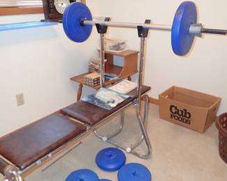 WEIGHT BENCH AND WEIGHTS