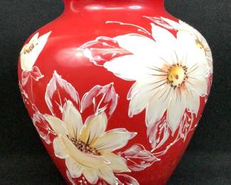 Hand Painted Case Glass Vase