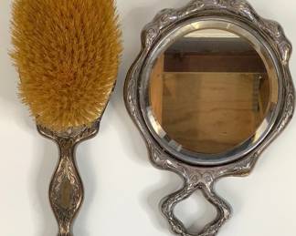 Antique Brush & Mirror
