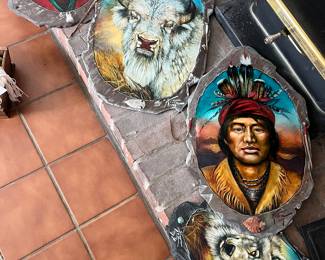 Native American painting on granite