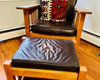 Art & Crafts Style Chair and Ottoman