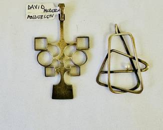 Modernist pendants including David Anderson sterling silver (L)
